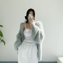 루즈핏 부클 퍼 솔잎 가디건 (4color)