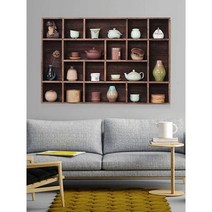 찻잔 수납장 나무 프레임 다기장 장식장, A