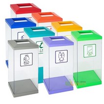 피라밋형투명휴지통50P.C몸통+ABS뚜껑 WL-2817(투명), 빨강 캔병류