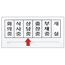 화살표표지판회의중식사중상담중 회의중 부재중 재실 150㎜ 화살표표지판 출장중 상담중 식사중 6W505DC3, 1개