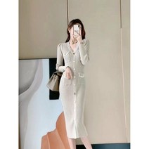 수입명품 스타일 보세 화이트 라인 포켓 골지원피스