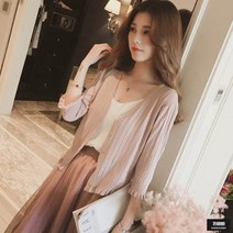 가바바 여성 가디건 주름 포인트 레이스 여름 숄 가디건 G51215
