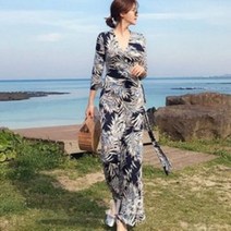 로미홀리 여성 가을 긴팔 롱 맥시 랩원피스