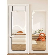 문걸이거울 벽걸이 미러 원룸 부착 와이드 전신거울, 소형 30x120cm 블랙  라운드코너