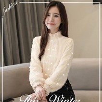 MOSAIRATION겨울옷 트렌디 쉬폰 블라우스 플란넬 서양풍 레이스 플러스 기모 플러스 도톰한 레깅스 여성 트렌디