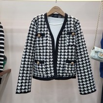 무자크 하운드체크배색오픈형가디건MM8WKC18