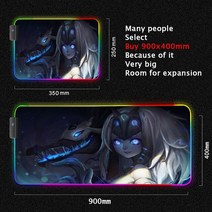 마우스패드 장패드 Kindred-리그 오브 레전드 마우스 패드 Rgb Led Pc 게이머 키보드 매트 데스크 프로텍, 01 Kindred_11 350x900x3mm