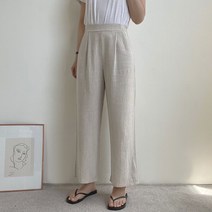 다미로그 린넨 밴딩 세미 와이드 슬랙스 팬츠 여름 마바지