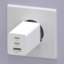 비하겐 65w GaN PD QC4+ PPS 3포트 초고속 멀티 충전기 USB C타입 A타입, 화이트