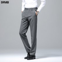 DFMEI 남성 정장 바지 얇은 캐주얼 바지 비즈니스 정장 핫스판 일자 텐셀 팬츠