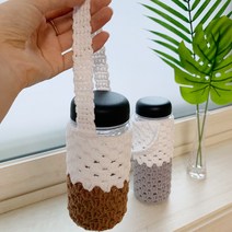 물병 보틀파우치 핸드메이드 텀블러파우치 투톤물병가방 350ml 500ml, 브라운, 1개