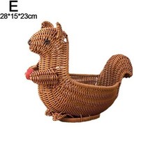 동물 등나무 과일 야채 저장 바구니 스낵 피크닉 빵 서빙 트레이 Sundries Organizer Box Table Decoration, e