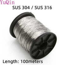 스텐 와이어 로프 줄 0.1 0.8mm 직경 304 316 스테인레스 스틸 스트랜드 중간 경질 미세 소프트 단일 100m 길이, [03] Hard Wire SUS 316, [07] 0.7mmX100meters