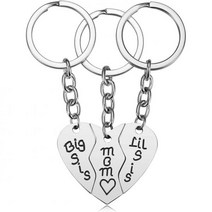 딸의 엄마 생일 선물어머니의 날을 3PCS 스테인레스 스틸 어머니 Big Sis Little 키 체인 선물 세트, 스테인레스 스틸 키체인