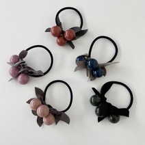 로맨틱모모 ﻿5color 심플 고급 짱짱한 포인트리본 방울 매듭없는 머리끈
