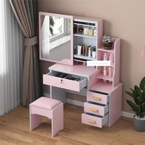 화장대 c918c501 심플 모던 드레서 가정용 침실 밀도 보드 메이크업 테이블 거울 서랍 잠금 의자 포함, b c918 핑크