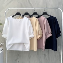 행복여[신상무배]스윗 스퀘어넥 핀탁 퍼프 소매 블라우스