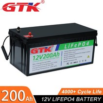 리튬인산철배터리 Gtk 리튬 철 인산염 배터리 팩 12V 100Ah LiFePo4 내장 BMS 태양광 보트 RV용, 01 12V 200AH