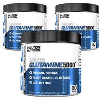 EVLUTIONNUTRITION 울트라 퓨어 글루타민 5000mg 언플레이버드, 3개, 300g