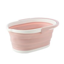 세차버킷 의자 투명 바구니 바스켓 통 양동이 접이식 플라스틱 걸레 버킷 캠핑 워시 손잡이 포함 접을 수, 03 분홍색