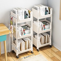 책상밑 이동식 바퀴 책장 달린 책꽂이 서재인테리어 보조 서류장 무빙 이동형, [2개입] 3단 커버 없음