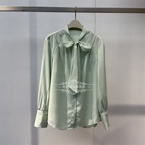 브이넥 7부소매 오피스룩 블라우스 23 가 뉴 버드 하우스 여성 캐주얼 심플 보우 타이