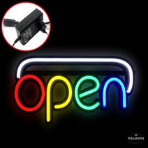 milovhi 소형 LED 전광판 OPEN 네온사인 오픈 영업중 간판 푸드트럭 미니 간판