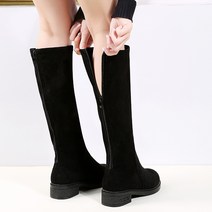 옆 지퍼 롱 대너부츠 여성 겨울 기모 장화 여성 플랫 워커부츠 여성신발 라이더 부츠 천