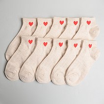 인따르시아 min54 여성용/학생용 심플하트 양말세트 10켤레