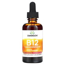 스완슨 B12 시아노코발라민 액체 딸기 1000 mcg 2 floz 59ml Swanson 322056