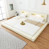 미코퍼니처 카밀라 저상형 패밀리침대 국내제작 (매트리스 미포함), 오픈형_초코, LED