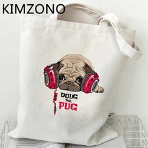 쇼핑백 퍼그 쇼핑 가방 bolsas de tela bolsa 재사용 가능한 캔버스 식료품 bolso 토트 백 cabas shoping ecobag, 22.54382