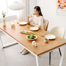 원목 고무나무 4인용 6인용 식탁세트 의자4(리버스) 1800x800 화이트다리:브라운2+아이보리2, 색상