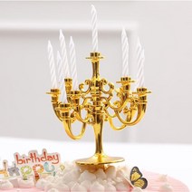 샹들리에 초 생일파티 케이크 베이비샤워 이벤트용품, 유광골드