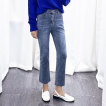 더탑 여성용 반하이웨이스트 히든밴딩 스판 부츠컷 청바지