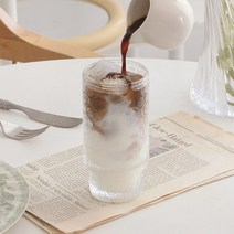 하우키친 데이지 패턴 빈티지 유리컵 글라스, 2개 세트, 350ml