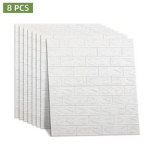 SAENAL 3D 벽 스티커 자체 접착 벽지 모조 벽돌 집 장식 패널 거실 TV 배경 홈 데코 12 개 8 4 개, White-8pcs (Thanks)
