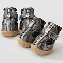 강아지 겨울 신발 어그 반려견 크록스 4Pcs/Set Winter Warm Dogs Shoes Cute Boots Snow Walking Cotton, 09 C-Sliver_05 5