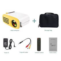 미니빔 프로젝터 빔프로젝트 가정용 캠핑 미니 휴대용 beam projector 200 지원 1080 홈 야외 사무실 미디어 플레이어 투영, 노란색 가방, 우리 플러그