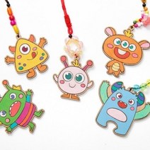 [ATOZ]미술재료 초등 나무목걸이 만들기 목걸이 외계인 줄, 마루/황토색