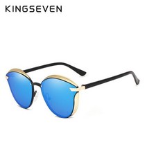 KINGSEVEN 고양이 눈 선글라 여성 편광 패션 숙 녀 태양 안경 빈티지 그늘 Oculos de sol Feminino UV400, C03 BLUE_CHINA