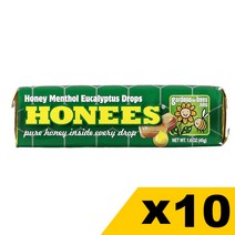 허니스 허니 멘솔 유칼립투스 드롭 꿀 사탕 캔디 45g 10개 Honees Honey Menthol Eucalyptus Drops