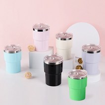 [물병공장]텀블러 마카롱 스텐텀블러 350ml 핑크 블루 퍼플 아이보리 블랙 그린 6종컬러 미니텀블러 데스크텀블러