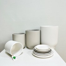 루아데코 줄 롱원형 도기화분 세라믹화분 분갈이화분 미니 중형 홈가드닝, 선택3, 흰색