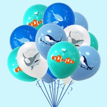 [예쁨주의지호] 스펀지 풍선 모음 / 바다풍선 / 물고기풍선, 바다 상어 라텍스 풍선 (12P)