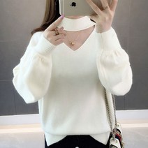 아이엠몽 여성 초커 니트 브이넥 티셔츠 청순 스타일 폴라리