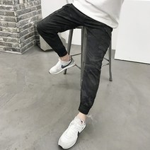 용된다 남자 밀리터리 카고 밴딩 조거 면바지
