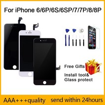아이폰 6 6S 7 8 플러스 AAA 품질 LCD 디스플레이 터치 스크린 디지타이저 6P 6SP 7P P 어셈블리 교체 선물 포함, For iPhone 7 Black