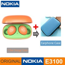 노키아 E3100 TWS 헤드폰 Fone Auriculares 무선 블루투스 이어폰 HD 전화 400mAh 안드로이드 IOS 레드 오렌지 핑크 헤드셋, 규격 없음, E3100 Orang and Case