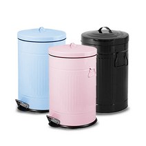 파스텔 모던 컬러 휴지통 (양철) 3L/5L/12L/20L (블루/핑크/블랙/화이트/그레이), 12L, 그레이